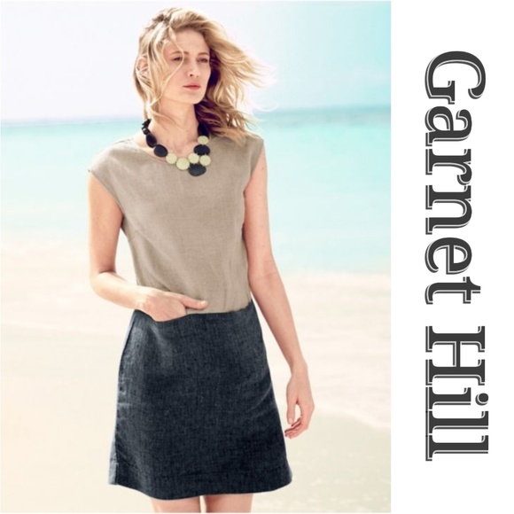 Garnet Hill Dresses & Skirts - 🔻🔥Garnet Hill | Linen Colorblock Shift Dress EUC